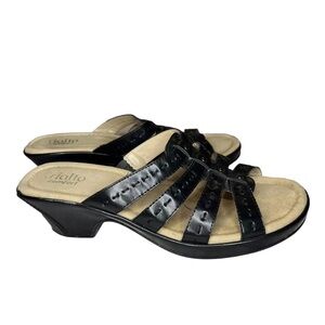 Rialto Comfort Womens SZ 10M Berle Studded Black Sandals Slip On Block Heel